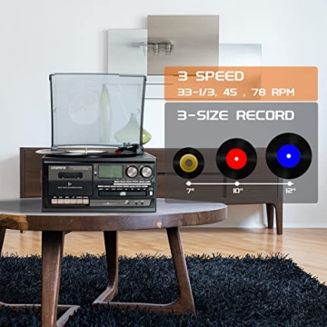 Vintage 10-in-1 Vinyl Record Player with Bluetooth