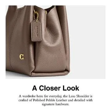 COACH Polished Pebble Leather Lana Shoulder Bag 23, Dark Stone