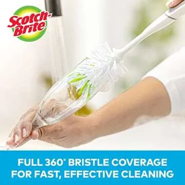 Scotch-Brite Kitchen Brush Kit - Glass and Water Bottle Brush & Advanced Soap Control Dishwand Brush - Scrub Brushes for Cleaning Kitchen and Washing Dishes