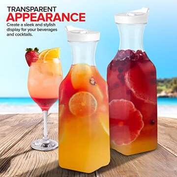 Durable Plastic Juice Carafe Set with Lids - 50 oz