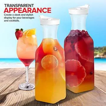 Durable Plastic Juice Carafe Set with Lids - 50 oz