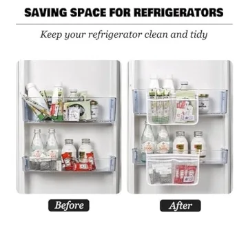 MOLANLY 4PCS Refrigerator Door Organizer Set, Fridge Hanging Mesh Bag for Kitchen , Household Sundries Sorting Bag, Only for Small Objects Containers