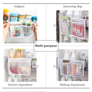 MOLANLY 4PCS Refrigerator Door Organizer Set, Fridge Hanging Mesh Bag for Kitchen , Household Sundries Sorting Bag, Only for Small Objects Containers
