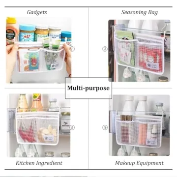 MOLANLY 4PCS Refrigerator Door Organizer Set, Fridge Hanging Mesh Bag for Kitchen , Household Sundries Sorting Bag, Only for Small Objects Containers