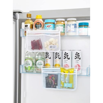 MOLANLY 4PCS Refrigerator Door Organizer Set, Fridge Hanging Mesh Bag for Kitchen , Household Sundries Sorting Bag, Only for Small Objects Containers