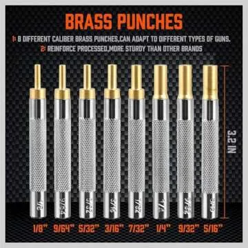 HORUSDY Punch Set Roll Pin Punch Set 22-Piece with Replaceable Face Hammer, Steel Pin Punch Set, Brass Punch Set Ideal for Maintenance