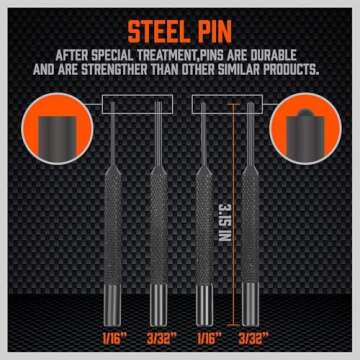 HORUSDY Punch Set Roll Pin Punch Set 22-Piece with Replaceable Face Hammer, Steel Pin Punch Set, Brass Punch Set Ideal for Maintenance