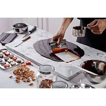 JEmarble Pastry Board 16x20 inch with Non-Slip Rubber Feets for Stability Perfect for Keep the Dough Cool and Chocolate Tempering(Premium Quality)