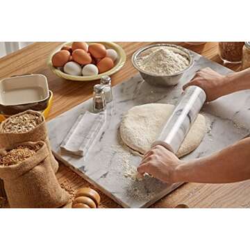 JEmarble Pastry Board 16x20 inch with Non-Slip Rubber Feets for Stability Perfect for Keep the Dough Cool and Chocolate Tempering(Premium Quality)