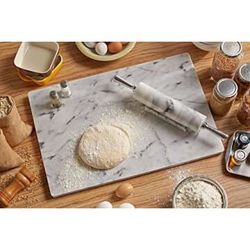 JEmarble Pastry Board 16x20 inch with Non-Slip Rubber Feets for Stability Perfect for Keep the Dough Cool and Chocolate Tempering(Premium Quality)