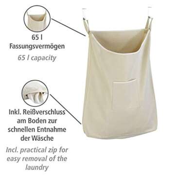 WENKO Laundry Hamper Bag - Over The Door Laundry Basket for Space-Saving Storage