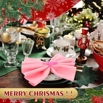 Suttmin Christmas Nutcracker Napkin Rings Set of 12, Pink Soldier Napkin Rings Holiday Metal Napkin Holders for Xmas Table Setting Valentine's Day Dinnerware Wedding Party Vintage Decoration