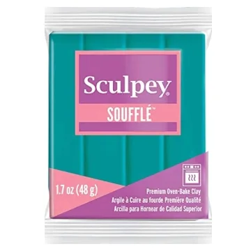 Sculpey Soufflé Polymer Oven-Bake Clay, Sea Glass Teal, Non Toxic, 1.7 oz. bar, Great for jewelry m...