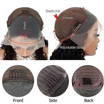 veravicky 13x4 Curly Lace Front Wig Human Hair 180% Density Kinky Curly Wig 16 inch Transparent Curly Human Hair Wigs for Women Curly Glueless Wigs Human Hair Pre Plucked with Baby Hair