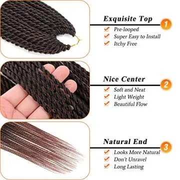 NAYOO Auburn Senegalese Twist Crochet Hair 18 Inch 8 Packs Braids Crochet Hair Pre-Looped, 35 Strands/Pack Cooper Crochet Twist Hot Water Setting, Ombre Crochet Hair for Black Women (18 Inch, 1B/350)