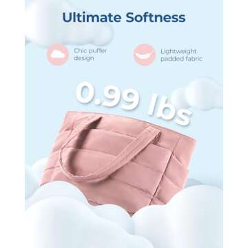 BAGSMART Tote Bag for Women, Lightweight Puffy Tote Bag with Compartments Shoulder Bag Handbag Quilted Shoulder Bag Handbag for Travel, Work, Beach, Gym, Shop(Dark Pink)