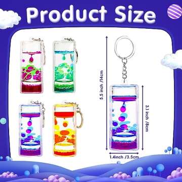 OCTTN 4 Pack Colorful Liquid Motion Keychain, Acrylic Sensory Toy for Stress Relief, Holiday Gift for Kids & Adults