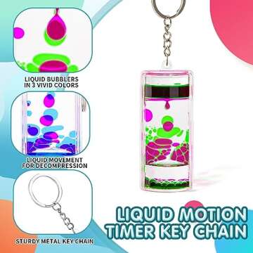 OCTTN 4 Pack Colorful Liquid Motion Keychain, Acrylic Sensory Toy for Stress Relief, Holiday Gift for Kids & Adults