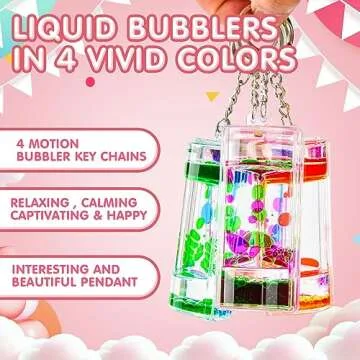 OCTTN 4 Pack Colorful Liquid Motion Keychain, Acrylic Sensory Toy for Stress Relief, Holiday Gift for Kids & Adults