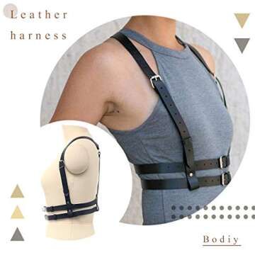 Bodiy Punk Waist Harness Belt Fashion Body Chain Black Goth Rave Adjustable Body Jewelry for Women