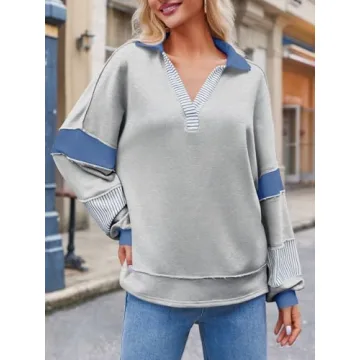 Fisoew Oversized Color Block Sweatshirt for Women