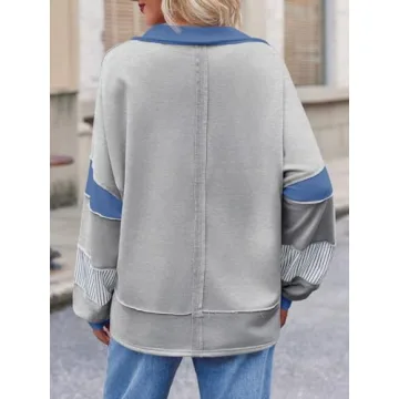 Fisoew Oversized Color Block Sweatshirt for Women