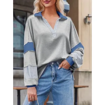 Fisoew Oversized Color Block Sweatshirt for Women