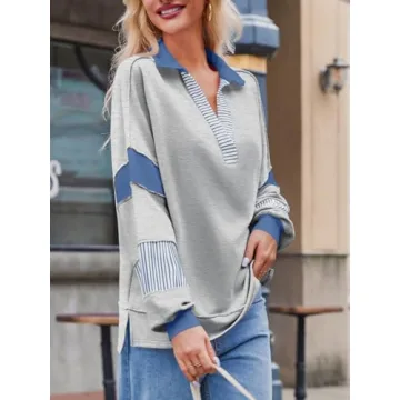 Fisoew Oversized Color Block Sweatshirt for Women