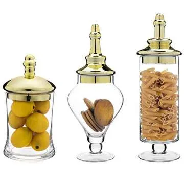 MyGift Clear Glass Apothecary Jars Set with Lids