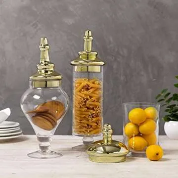 MyGift Clear Glass Apothecary Jars Set with Lids