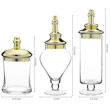 MyGift Clear Glass Apothecary Jars Set with Lids