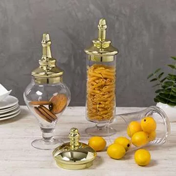MyGift Clear Glass Apothecary Jars Set with Lids