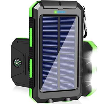 Saraupup Solar Charger Power Bank, 38800mAh Portable Charger Fast Charger Dual USB Port Built-in Led Flashlight and Compass for All Cell Phone and Electronic Devices Green