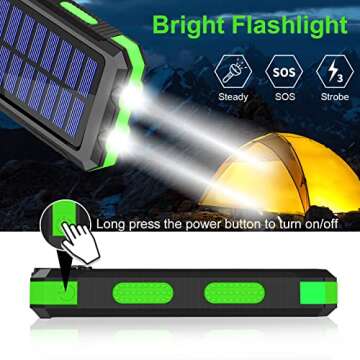Saraupup Solar Charger Power Bank, 38800mAh Portable Charger Fast Charger Dual USB Port Built-in Led Flashlight and Compass for All Cell Phone and Electronic Devices Green