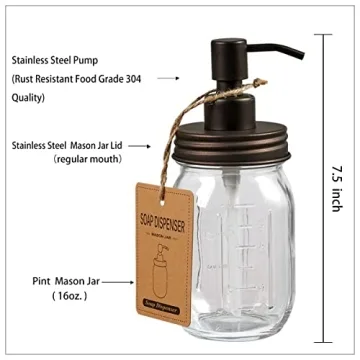 Amolliar Mason Jar Bathroom Accessories Set - Rustic Style