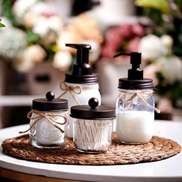Amolliar Mason Jar Bathroom Accessories Set - Rustic Style