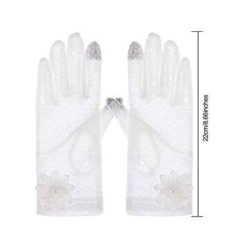 SATINIOR Lace Gloves Women Short Floral Gloves Fingerless Gloves Tea Party Gloves for Halloween Wedding Party (White)