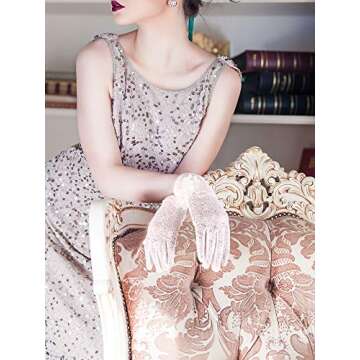 SATINIOR Lace Gloves Women Short Floral Gloves Fingerless Gloves Tea Party Gloves for Halloween Wedding Party (White)