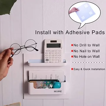 Bedside Shelf Organizer for Phones Remotes Glasses White