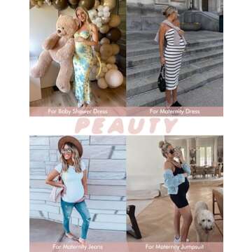 Maternity Dress Maternity Shapewear Shorts Womens Elastic High Waist Mid Thigh Pregnancy Shaper Maternity Dress for Photoshoot Baby Shower Dress Black XL