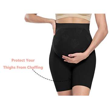 Maternity Dress Maternity Shapewear Shorts Womens Elastic High Waist Mid Thigh Pregnancy Shaper Maternity Dress for Photoshoot Baby Shower Dress Black XL