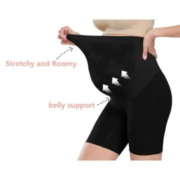 Maternity Dress Maternity Shapewear Shorts Womens Elastic High Waist Mid Thigh Pregnancy Shaper Maternity Dress for Photoshoot Baby Shower Dress Black XL