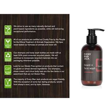Every Man Jack Beard + Face Wash, Cedarwood, 6.7-ounce