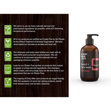 Every Man Jack Beard + Face Wash, Cedarwood, 6.7-ounce