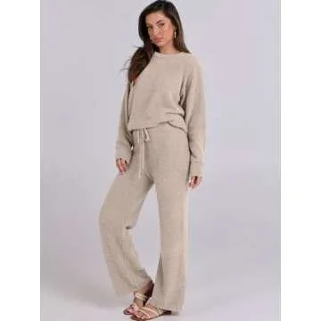 ANRABESS Women's Fuzzy Fleece Pajama Sets 2 Piece Outfits for Cozy Comfort