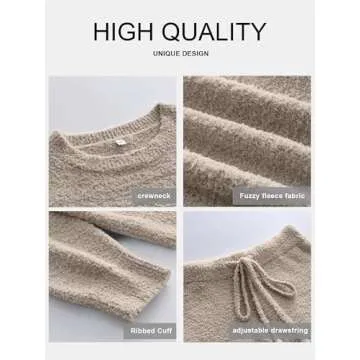 ANRABESS Fuzzy Fleece Pajama Set Stylish Lounge Wear