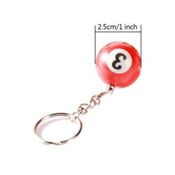 Teensery 4 Pcs Billiard Ball Keychain 25mm Diameter Ball Keyring Charm Personalized Gift for Boys Gi...