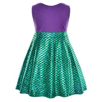 Princess Mermaid Green Dress Costumes for Toddler Little Girls with Headband,Crown,Mace,Gloves,Necklace,Earrings 2T 3T