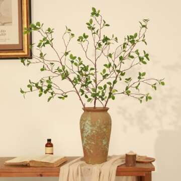 Floweroyal 3pcs Artificial Greenery Stems 43.3" Faux Branches for Vase Filler Fake Ficus Twig Plants...