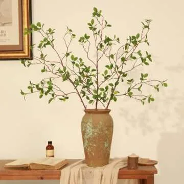 Floweroyal 3pcs Artificial Greenery Stems 43.3" Faux Branches for Vase Filler Fake Ficus Twig Plants...